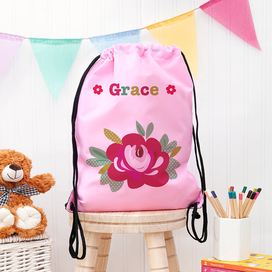 Personalised Girl's Classic Pink Waterproof Swim Bag