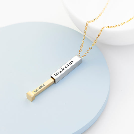 Personalised Gold and Silver Square Hidden Message Capsule Women's Necklace