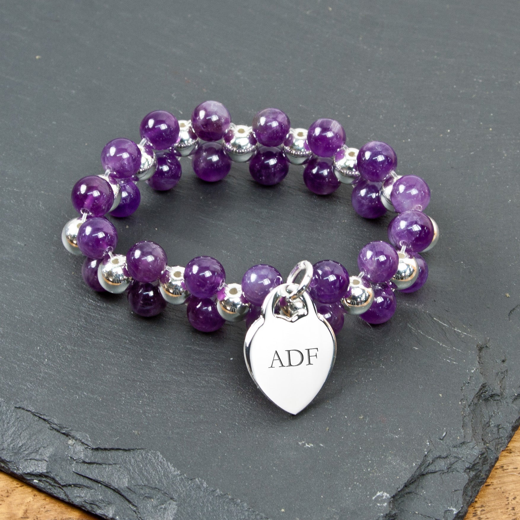 Personalised Amethyst Harmony Bracelet 