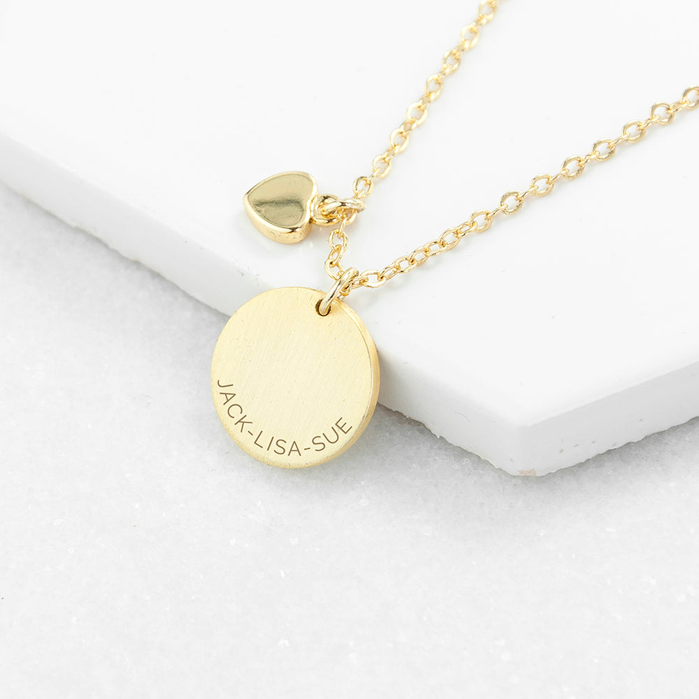 Personalised Heart and Disc Family Necklace