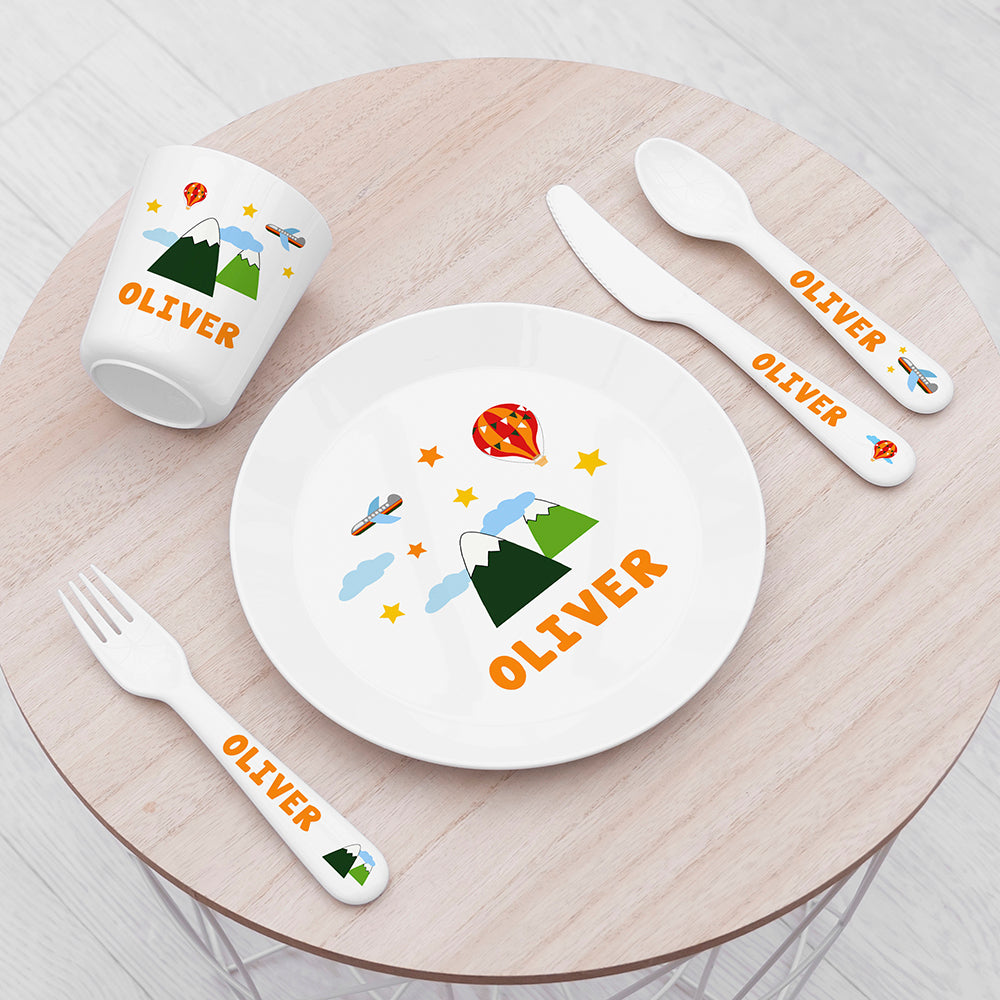Personalised Kids Adventure Plastic Dining Set