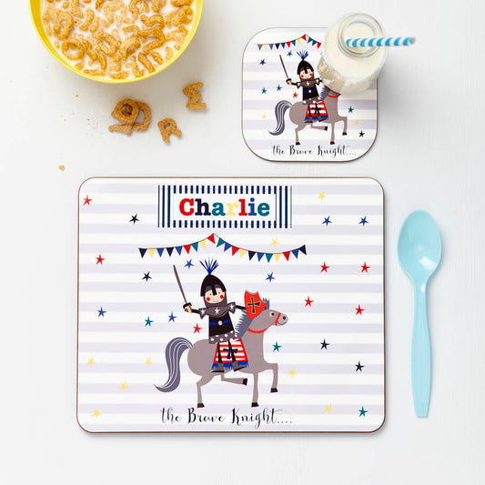 Personalised Kid's Brave Knight Placemat Set