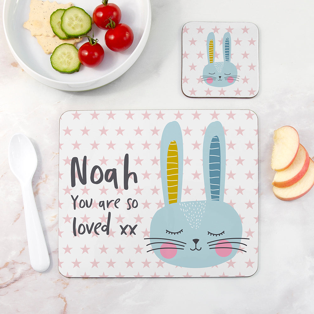 Personalised Kid's Bunny Rabbit Placemat Set