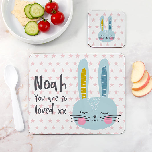 Personalised Kid's Bunny Rabbit Placemat Set