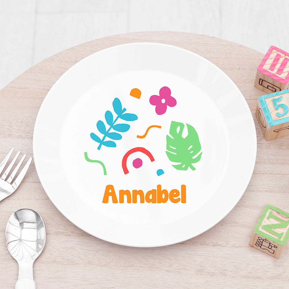 Personalised Kids Colourful Shapes Plastic Plate