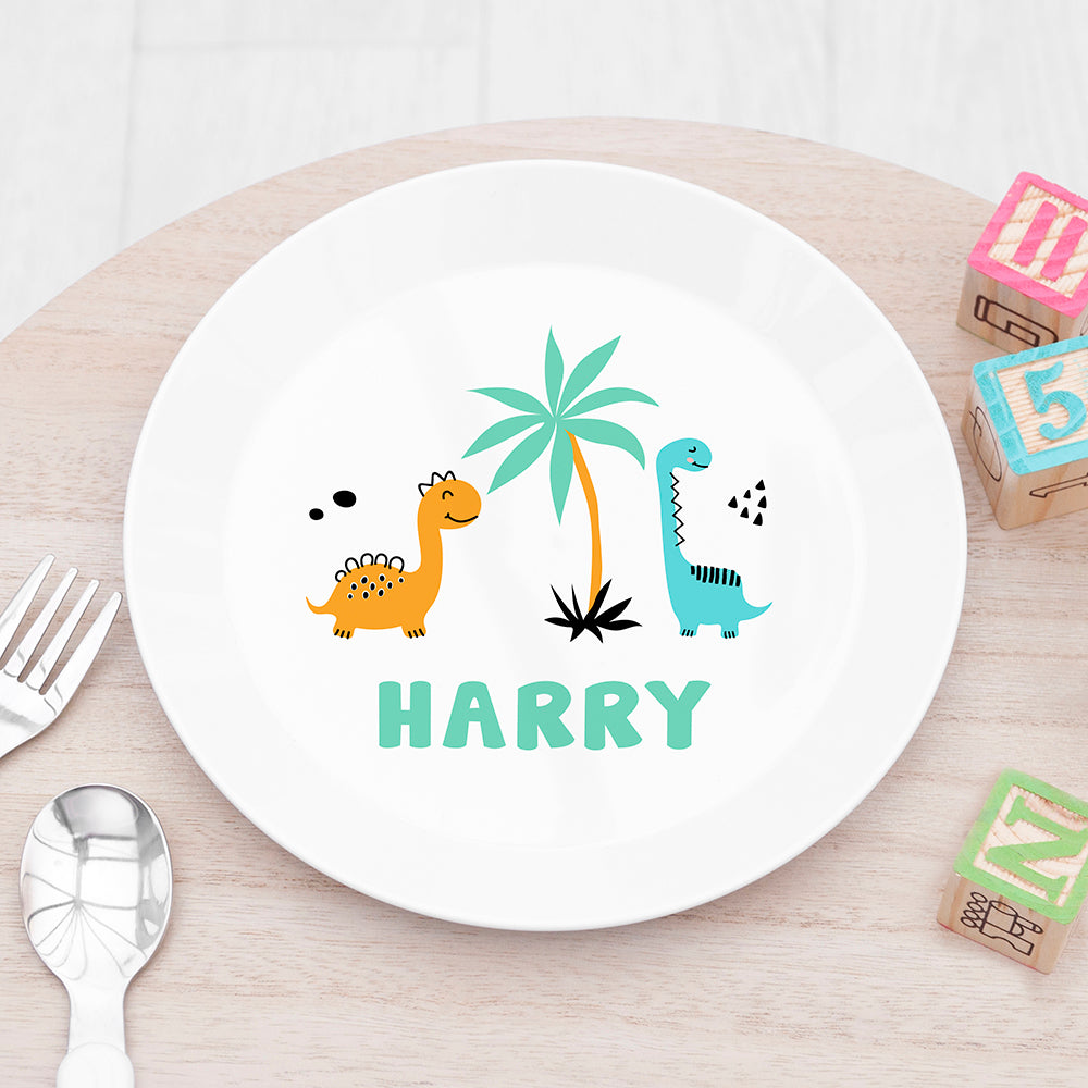 Personalised Kids Cute Dinosaur Plastic Plate