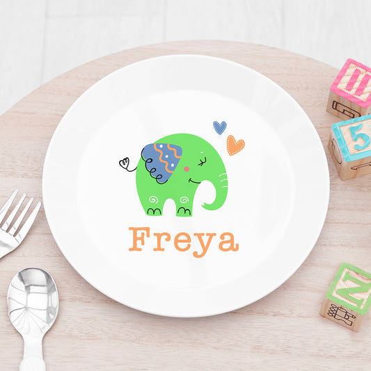 Personalised Kids Elephant Plastic Plate