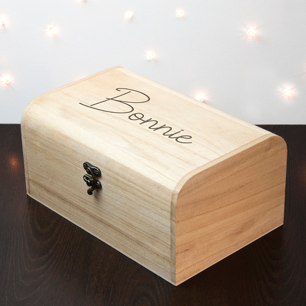 Personalised Kids Engraved Keepsake Wooden Chest 