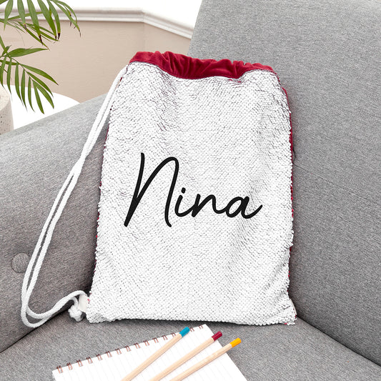 Personalised Kids Hidden Message Sequin Bag - Red