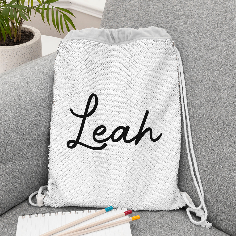 Personalised Kids Hidden Message Sequin Bag - Silver