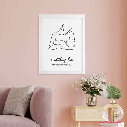Personalised Line Art New Mum and Baby Feeding Print