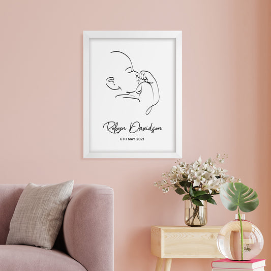 Personalised Line Art Relaxed Baby Print