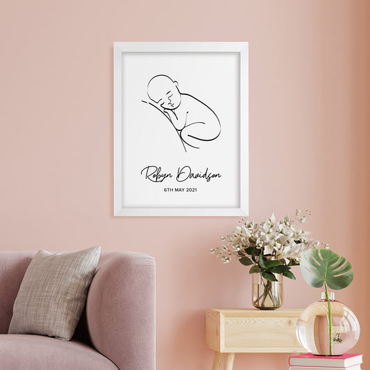 Personalised Line Art Resting Baby Print