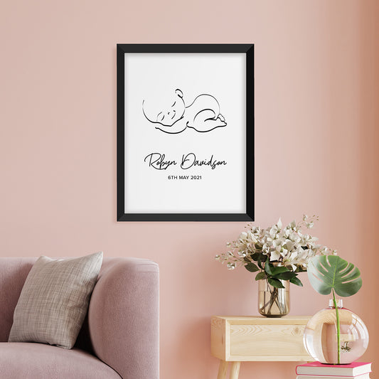 Personalised Line Art Sleeping Baby Print