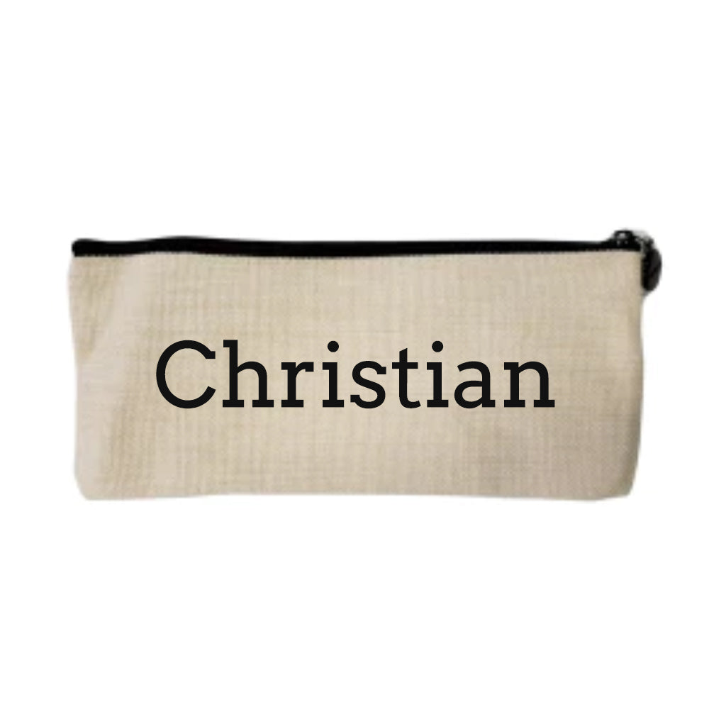 Personalised Linen Pencil Case