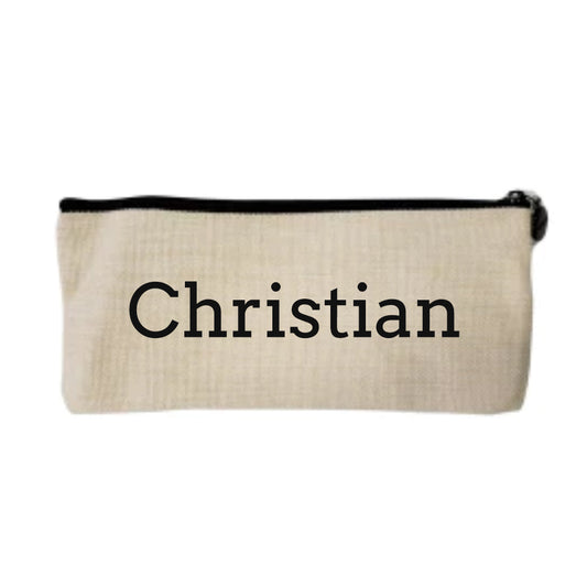Personalised Linen Pencil Case