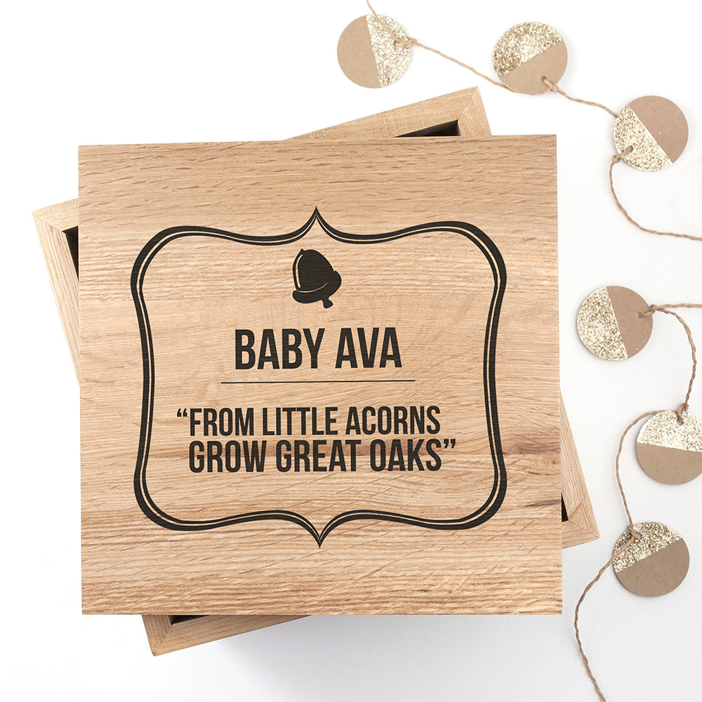 Personalised Little Acorns Large Keepsake Box