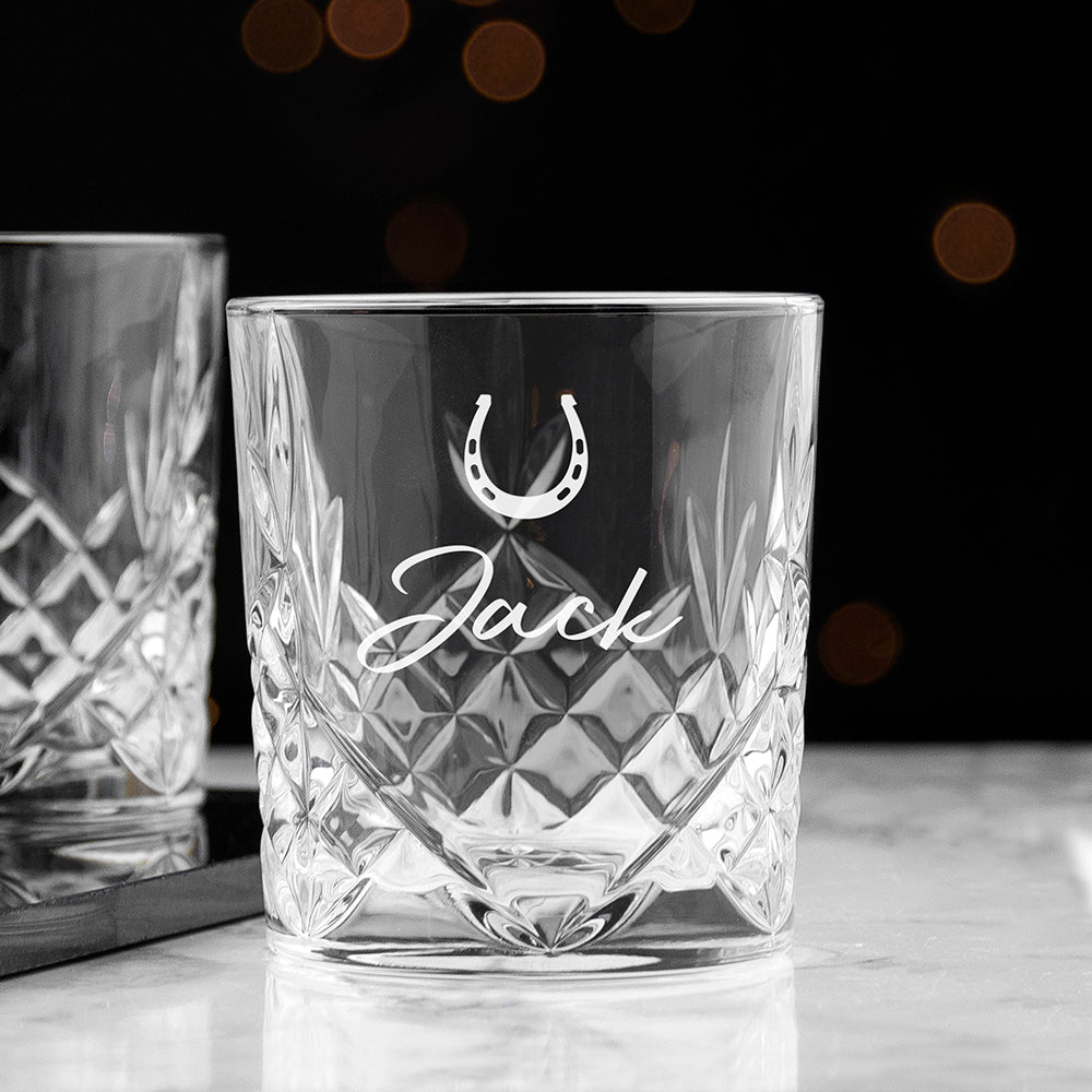 Personalised Lucky Horseshoe Whisky Tumbler