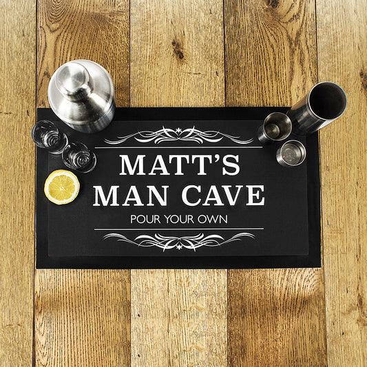 Personalised Man Cave Black Bar Mat