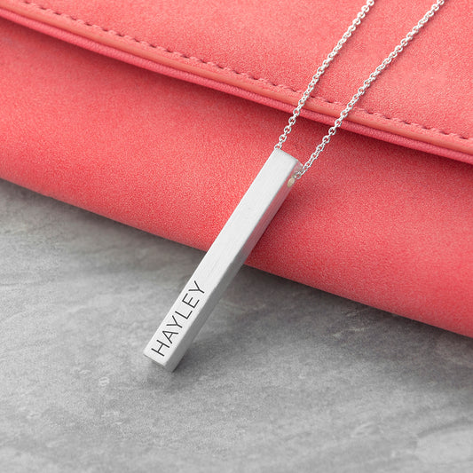 Personalised Matt Vertical Bar Necklace