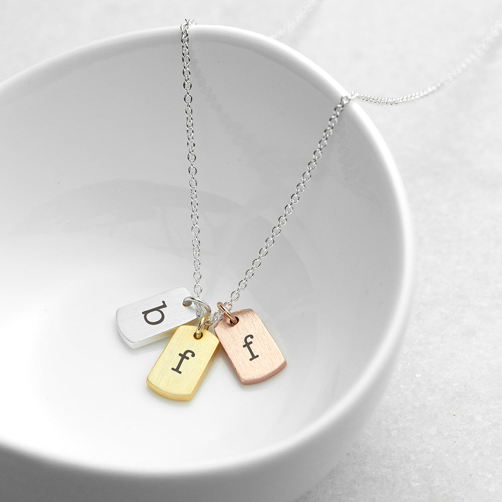 Personalised Mixed Metal Mini Tags Necklace