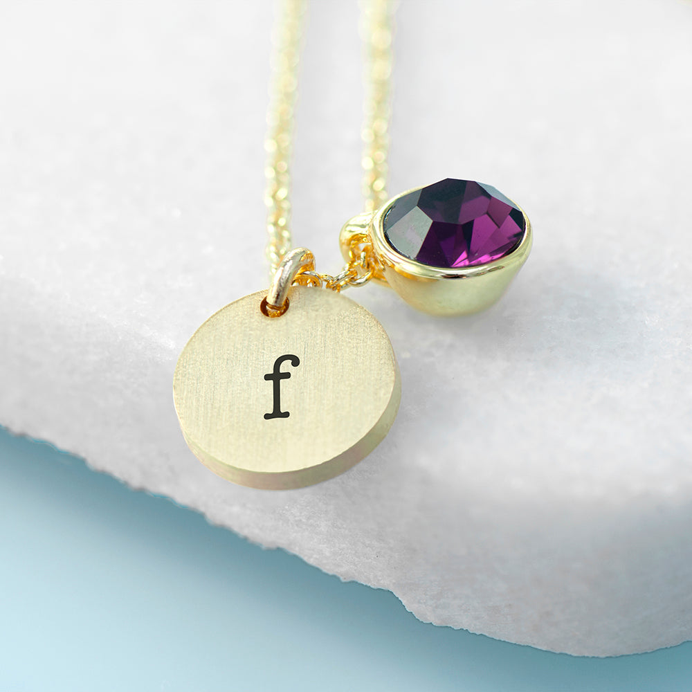 Personalised Monogram Gold Birthstone Crystal and Disc