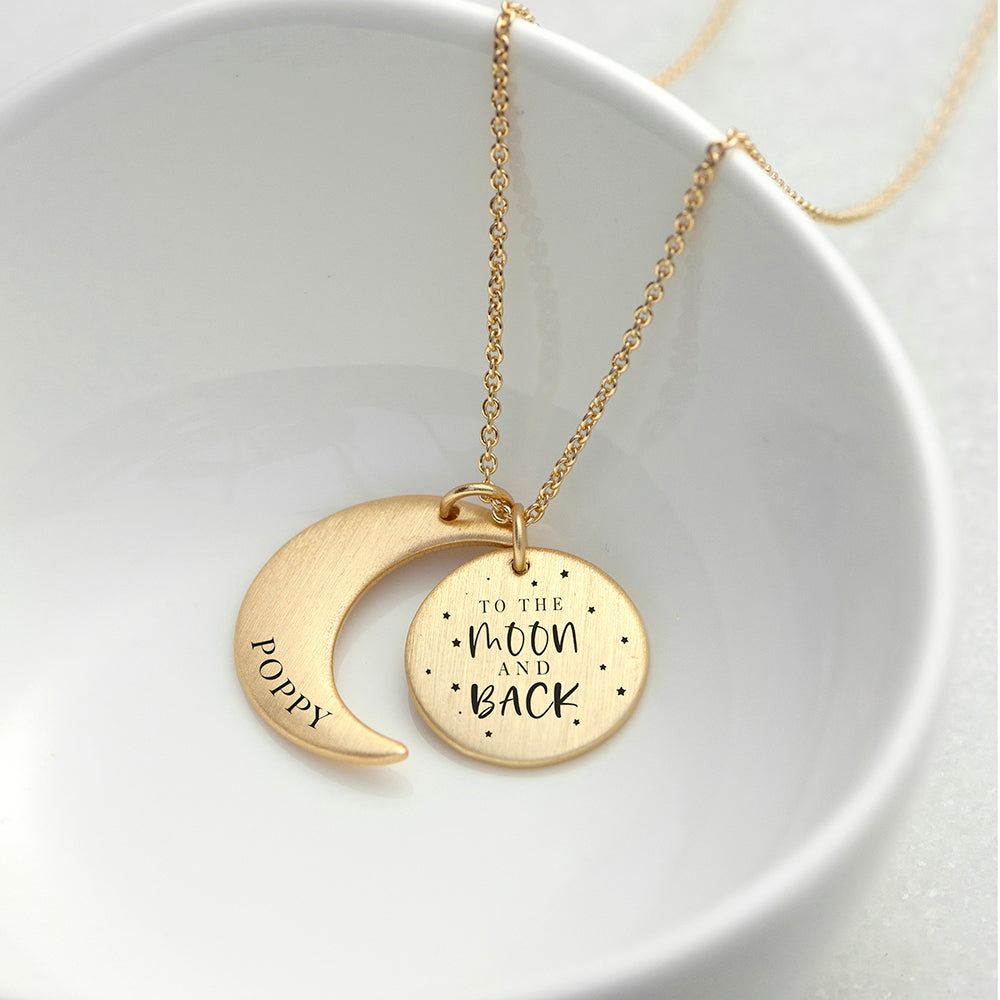 Personalised Moon & Back Necklace