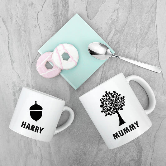 Personalised Mummy & Me Acorn Mugs