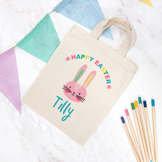 Personalised Rabbit Natural Easter Egg Hunt Bag