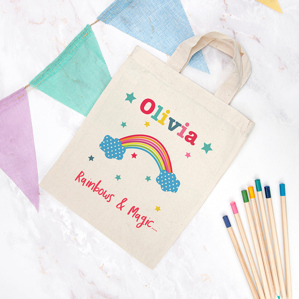 Personalised Rainbow Natural Party Bag