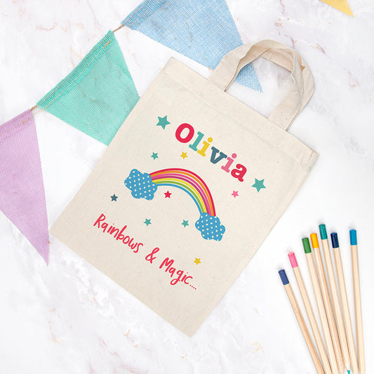 Personalised Rainbow Natural Party Bag