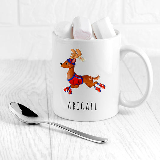 Personalised Reindeer Christmas White Mug