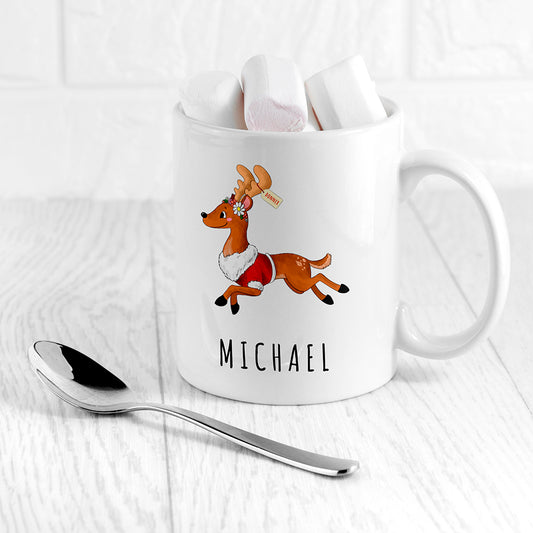 Personalised Reindeer Christmas White Mug