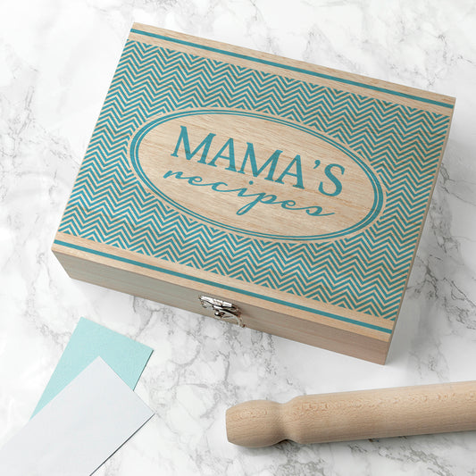 Personalised Retro Chevron Recipe Box