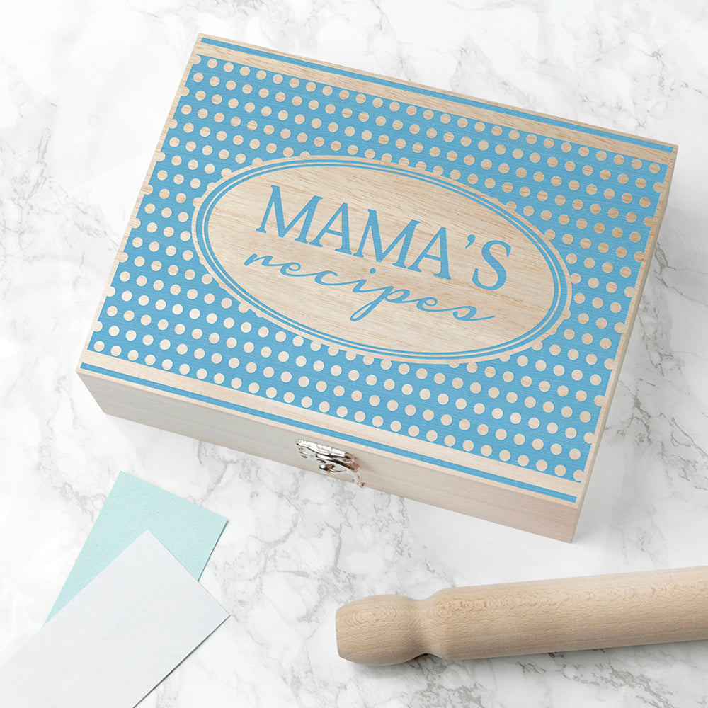 Personalised Retro Polka Dot Recipe Box