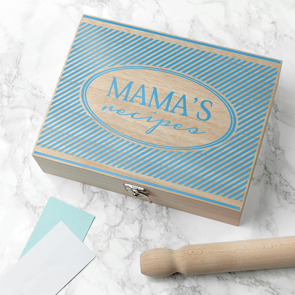 Personalised Retro Stripe Recipe Box