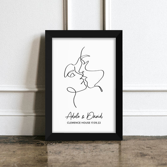 Personalised Romantic Line Art Loving Couple Print