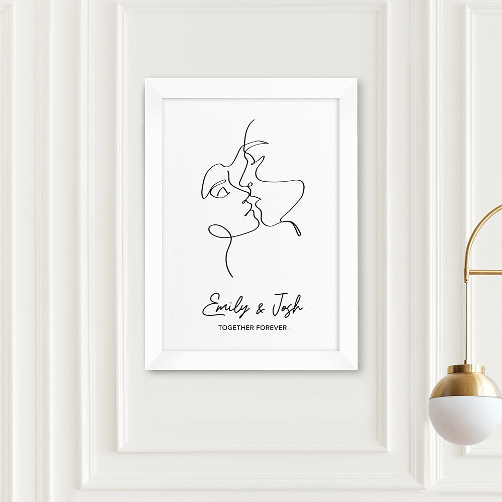 Personalised Romantic Line Art Loving Couple Print