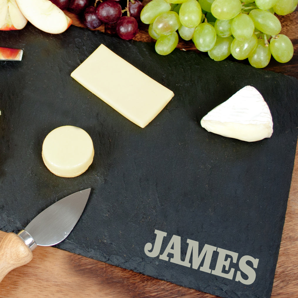 Personalised Rustic Slate Cheese Board