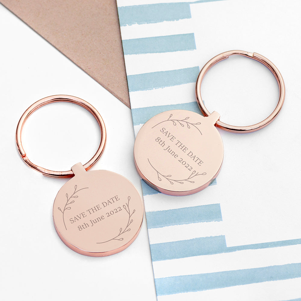 Personalised Save the Date Round Keyring