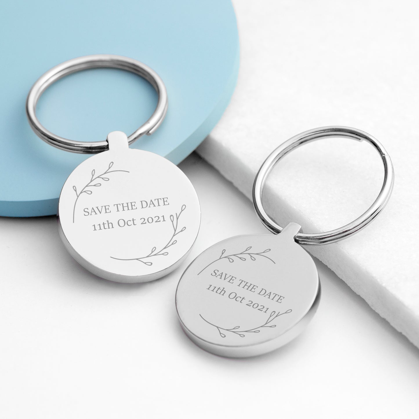 Personalised Save the Date Round Keyring