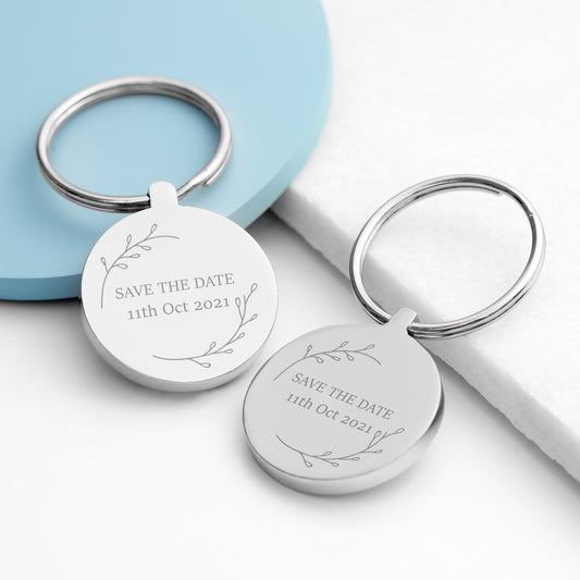 Personalised Save the Date Round Keyring