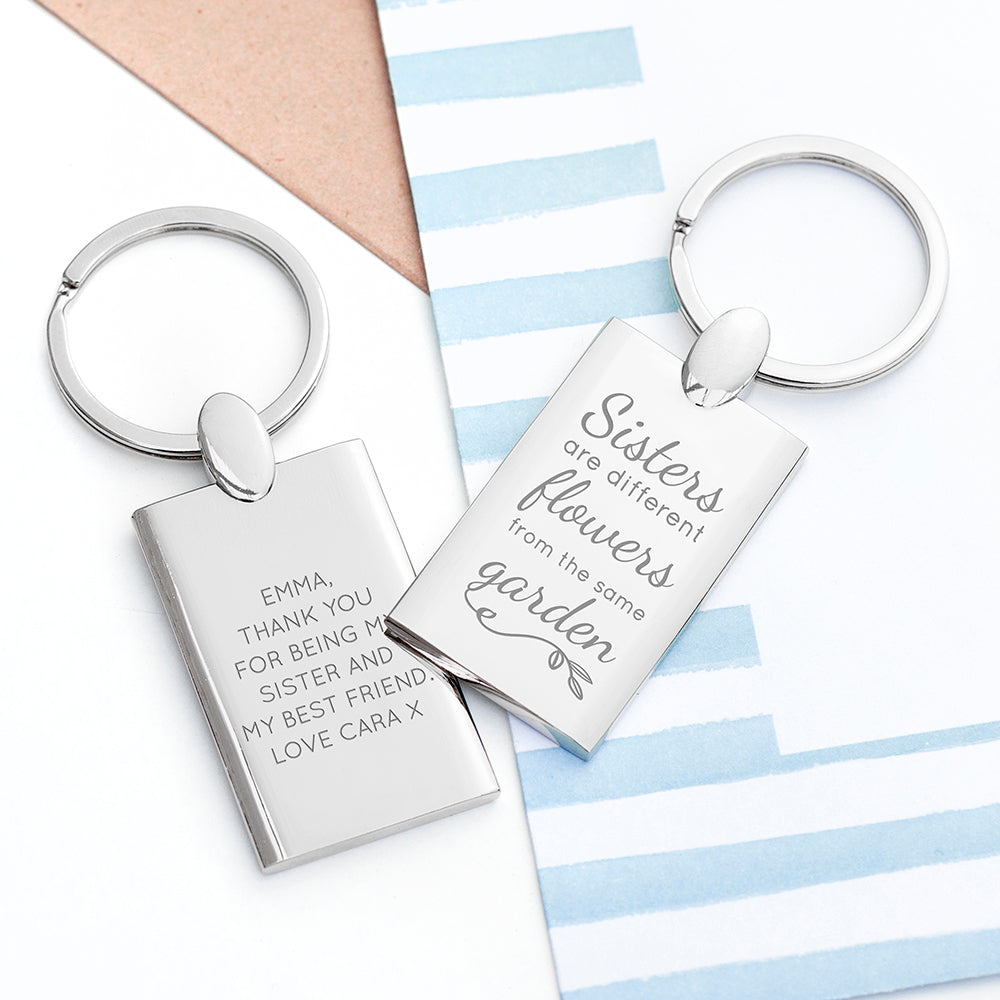 Personalised Sisters are Flowers Keyring