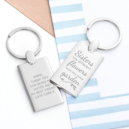 Personalised Sisters are Flowers Keyring