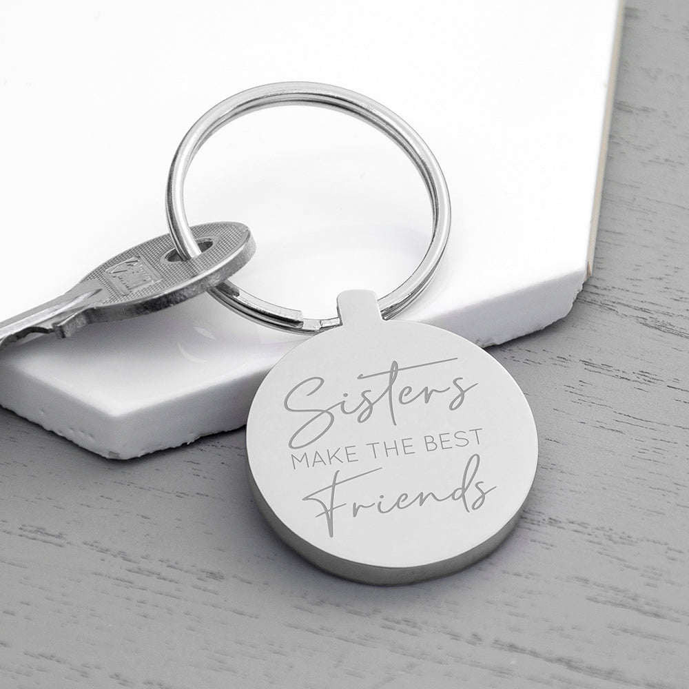 Personalised Sisters Round Keyring