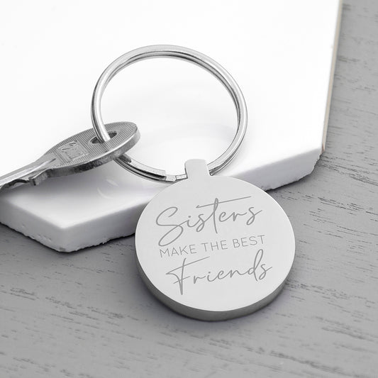 Personalised Sisters Round Keyring