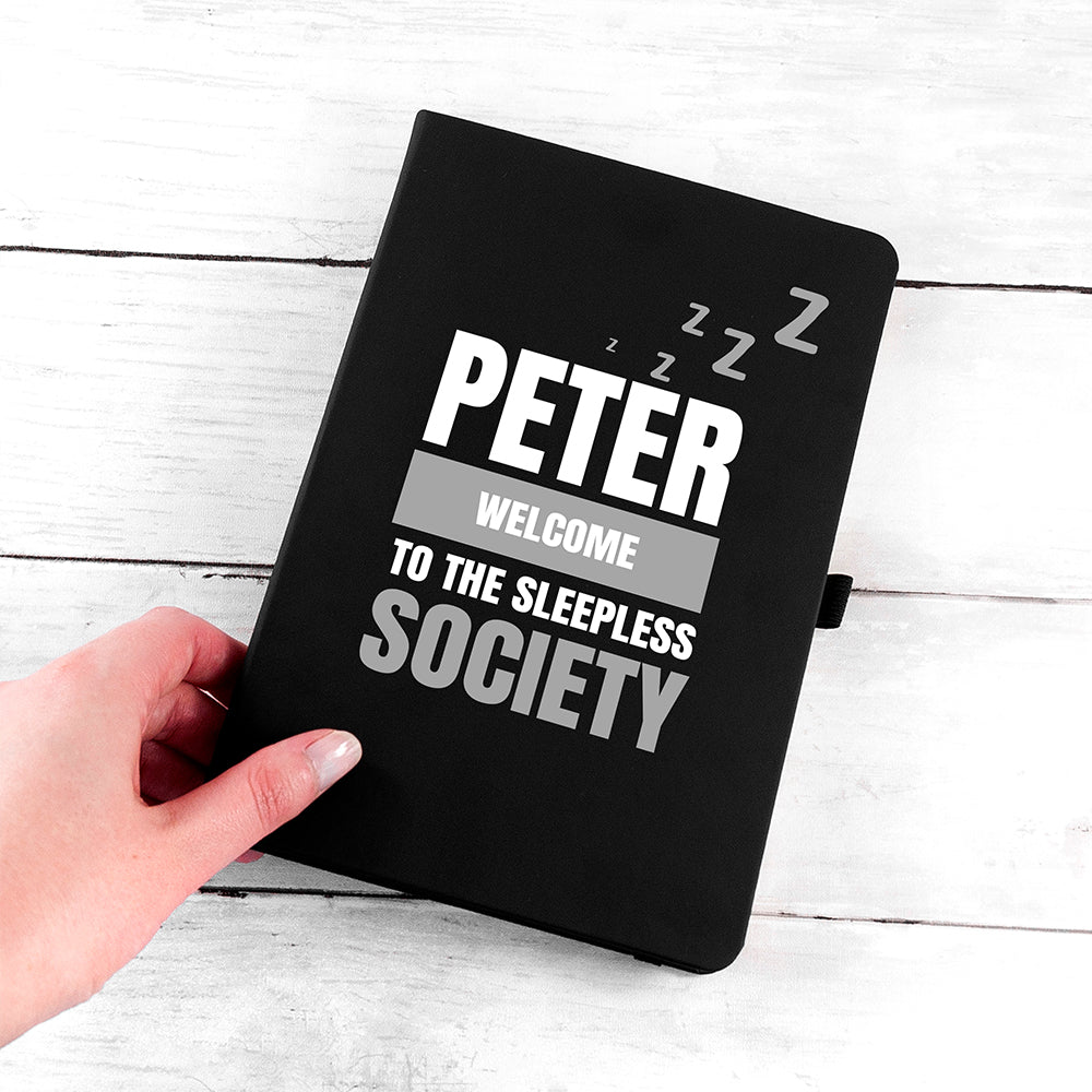Personalised Sleepless Society A5 Notebook