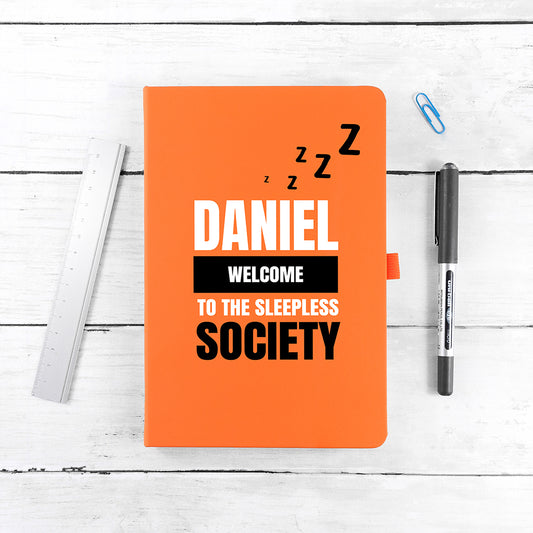 Personalised Sleepless Society A5 Notebook