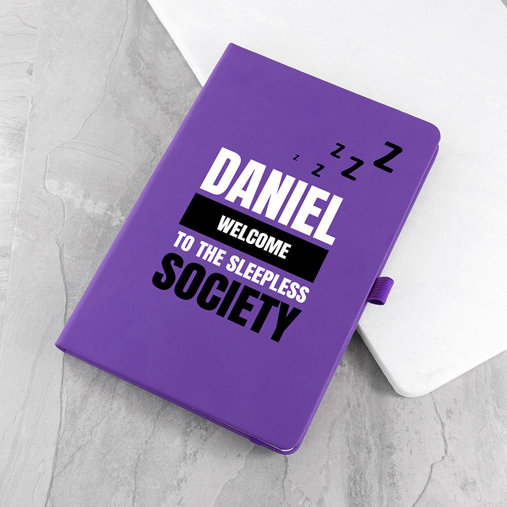Personalised Sleepless Society A5 Notebook