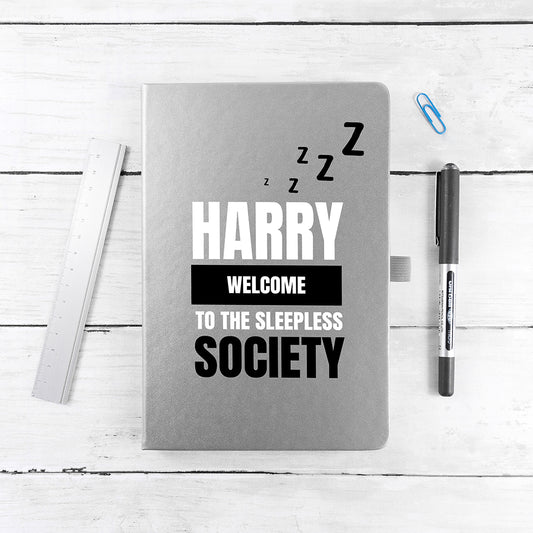 Personalised Sleepless Society A5 Notebook